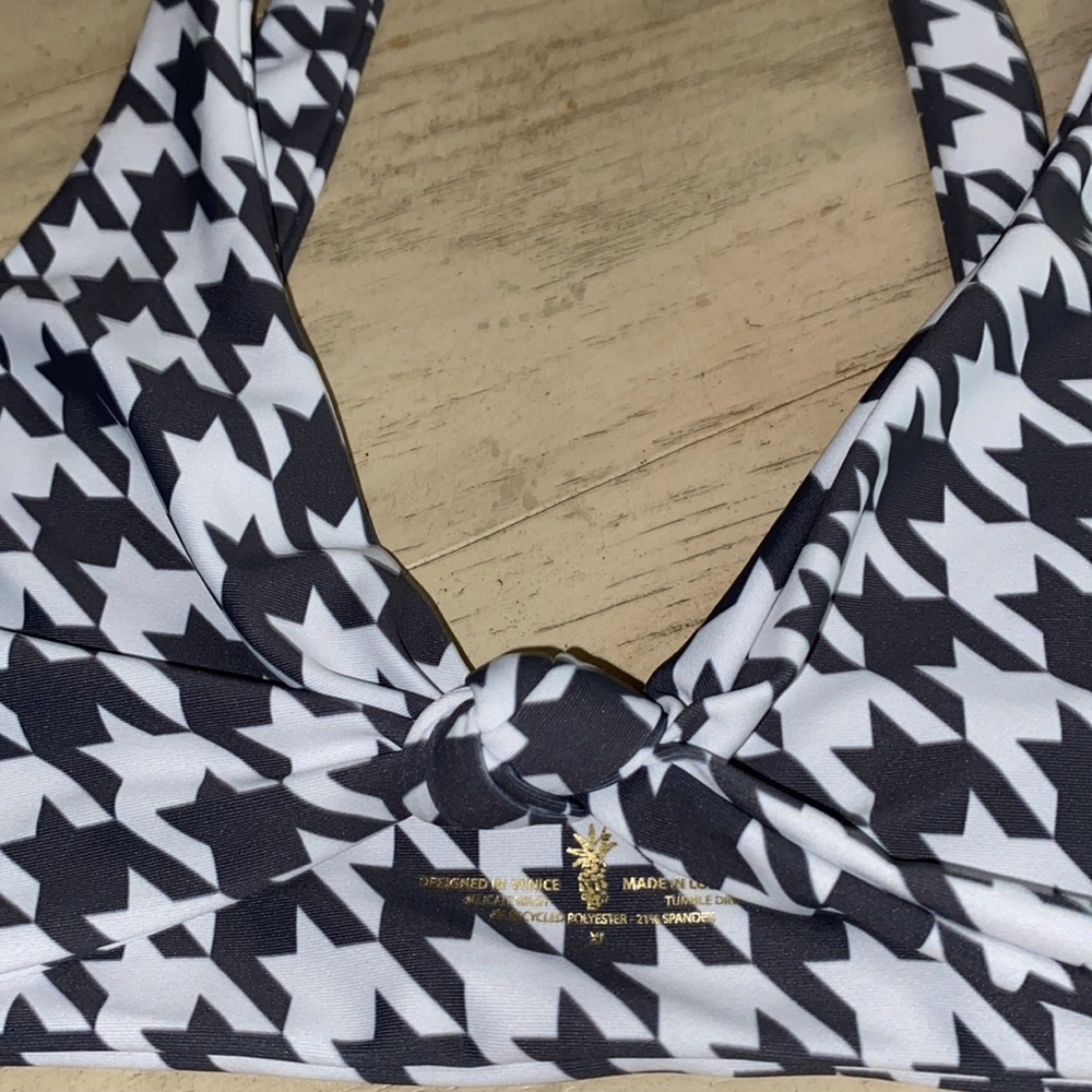 Skatie Black and White Houndstooth Bikini Top - Picture 3 of 5